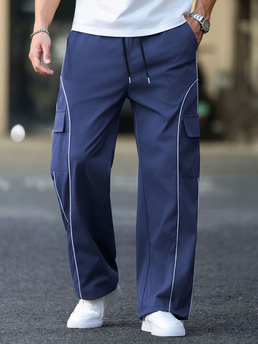 Drawstring Elastic Waist Parachute Cargo Sweatpants