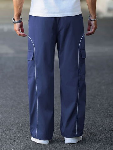 Drawstring Elastic Waist Parachute Cargo Sweatpants