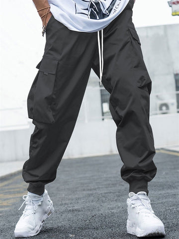 ZAFUL Men's Flap Pocket Drawstring Techwear Cargo Pants Athletic Elastic Joggers Casual Sweatpants