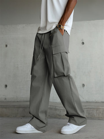 ZAFUL Men's Casual Cargo Pants Drawstring Elastic Waist Pants Loose Fit Joggers with Zip Pockets for Streetwear