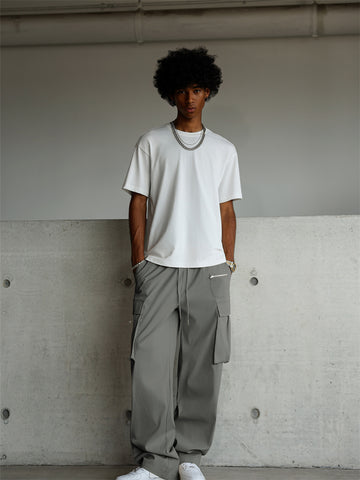 ZAFUL Men's Casual Cargo Pants Drawstring Elastic Waist Pants Loose Fit Joggers with Zip Pockets for Streetwear
