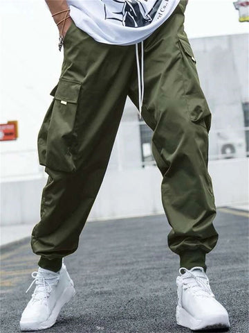 ZAFUL Men's Flap Pocket Drawstring Techwear Cargo Pants Athletic Elastic Joggers Sweatpants