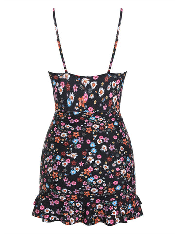 ZAFUL Women's One Piece Swim Dress Tummy Control Bathing Suit Adjustable Straps Swimdress