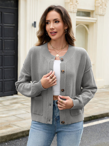 ZAFUL Cardigan Sweater for Women with Pockets Button Down Cropped Cardigan