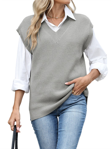 ZAFUL Womens V Neck Sweater Vest Sleeveless Tank Top Pullover