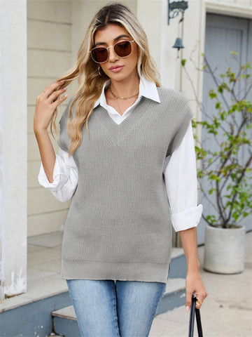 ZAFUL Womens V Neck Sweater Vest Sleeveless Tank Top Pullover