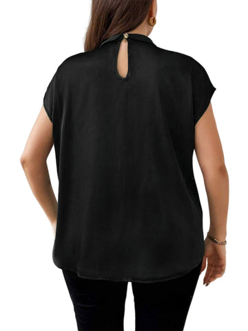 ZAFUL Women's Fashion Plus Size Solid Color Satin Shirt