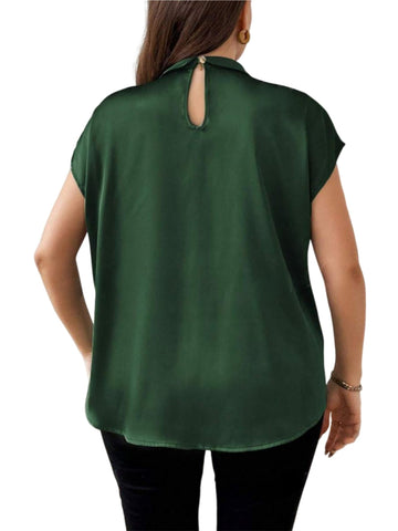 ZAFUL Women's Fashion Plus Size Solid Color Satin Shirt