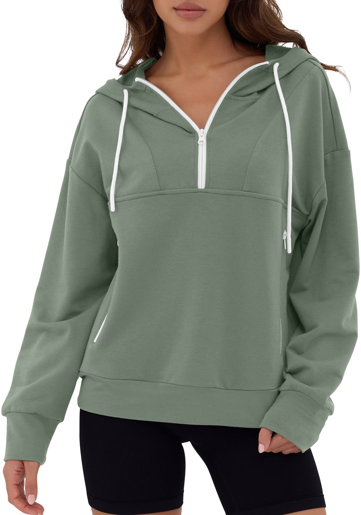 ZAFUL Women's Half Zipper Hooded Sweatshirt