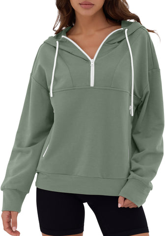 ZAFUL Women's Half Zipper Hooded Sweatshirt