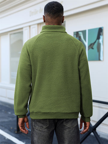 ZAFUL Men's Fluffy Polar Fleece Sweatshirt Half Zip Unisex Hoodie