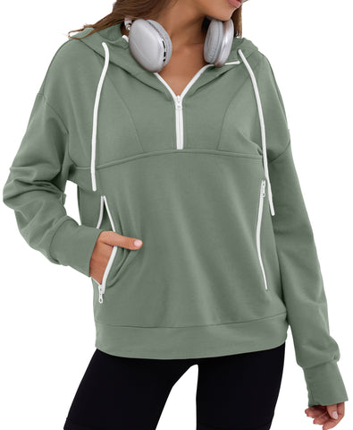 ZAFUL Women's Half Zipper Hooded Sweatshirt