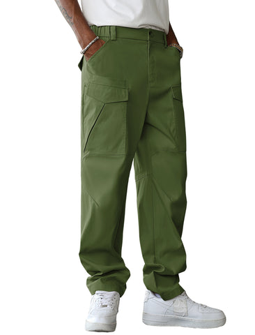 ZAFUL Men's Outdoor Cargo Hiking Pants Tactical Pants Elastic Waist Twill Pants with 6 Pockets