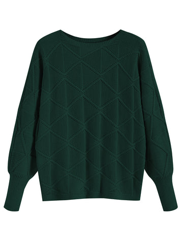 ZAFUL Women's Winter Round Neck Geometric Warm Knit Top Long Sleeve Sweater