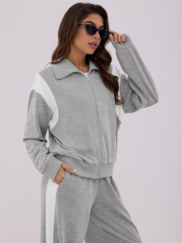 ZAFUL Women's Sweatsuits 2 Piece Outfits Zip Up Pullover Baggy Sweatpants