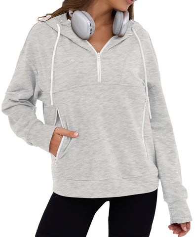 ZAFUL Women's Half Zipper Hooded Sweatshirt