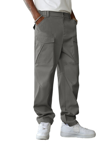 ZAFUL Men's Outdoor Cargo Hiking Pants Tactical Pants Elastic Waist Twill Pants with 6 Pockets