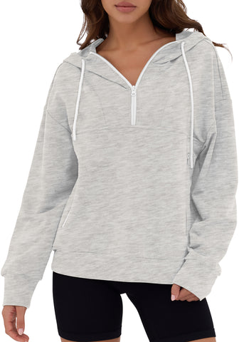 ZAFUL Women's Half Zipper Hooded Sweatshirt