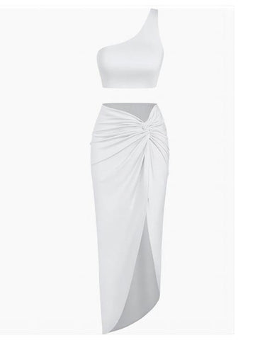 High-Slit-Twist-Skirt-Dress-Set-white