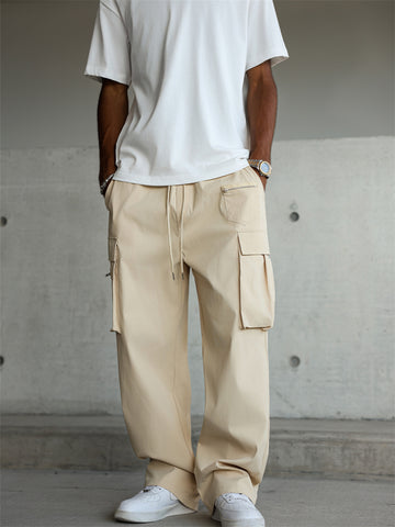 ZAFUL Men's Casual Cargo Pants Drawstring Elastic Waist Pants Loose Fit Joggers with Zip Pockets for Streetwear