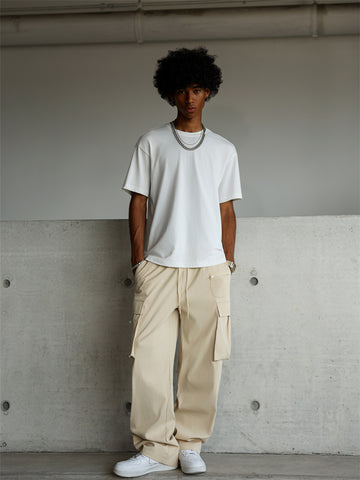 ZAFUL Men's Casual Cargo Pants Drawstring Elastic Waist Pants Loose Fit Joggers with Zip Pockets for Streetwear