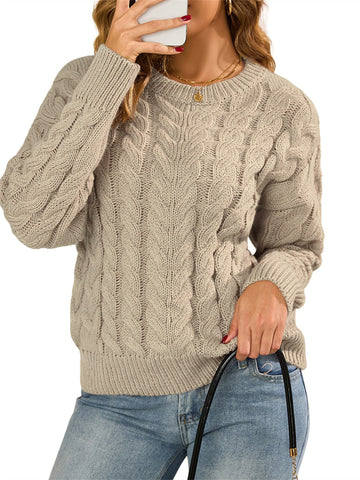 ZAFUL Sweater Long Sleeve Crewneck Oversized Sweater Fuzzy Knitted Pullover Tops