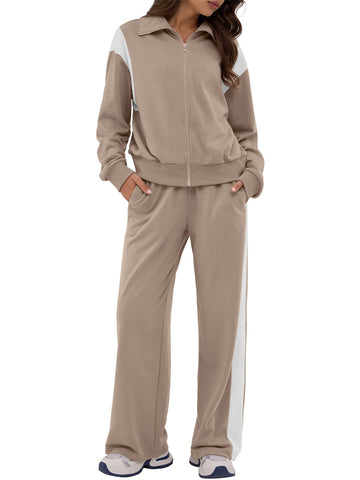 ZAFUL Women's Sweatsuits 2 Piece Outfits Zip Up Pullover Baggy Sweatpants