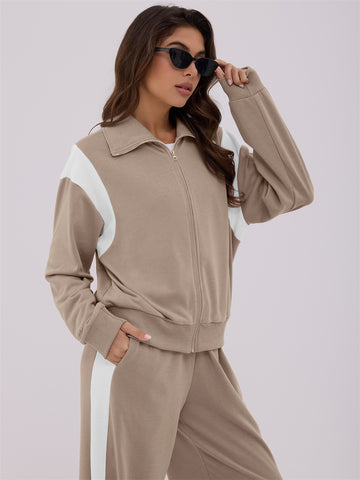 ZAFUL Women's Sweatsuits 2 Piece Outfits Zip Up Pullover Baggy Sweatpants