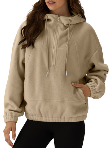 ZAFUL Womens Fleece sherpa 2025 Coats with Pockets Oversized Trendy Fuzzy Hooded pullover for Winter-AMZ