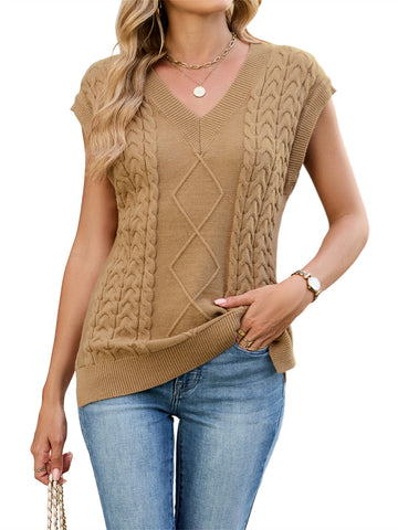 ZAFUL Womens V Neck Sweater Vest Sleeveless Tank Top Pullover