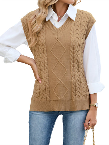 ZAFUL Womens V Neck Sweater Vest Sleeveless Tank Top Pullover