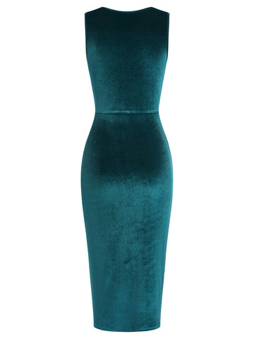 ZAFUL Women's Sleeveless Bodycon Velvet Dress Party Dress