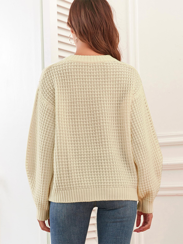 Lantern-Sleeve-Loose-Pullover-Top-Beige-2