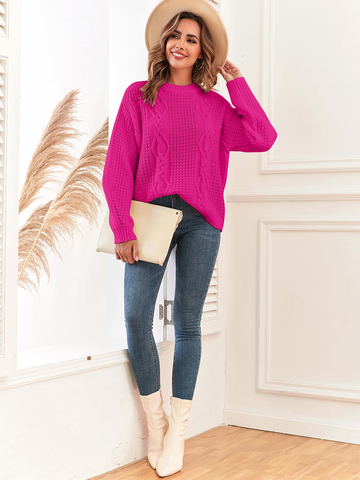 Lantern-Sleeve-Loose-Pullover-Top-Pink-3