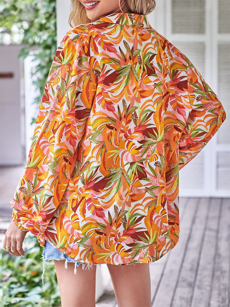 Leaf-Patterned-Casual-Shirt-Orange-2