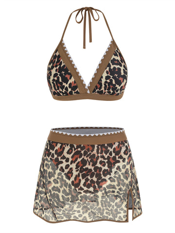 ZAFUL Women's Color Block Skirt Bikini Set