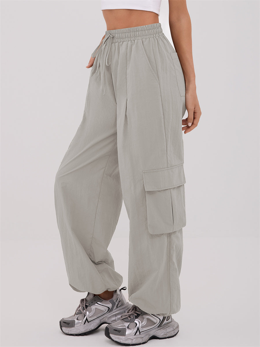 ZAFUL Women's Cargo Pants with Pockets Casual Elastic High Waisted Trousers