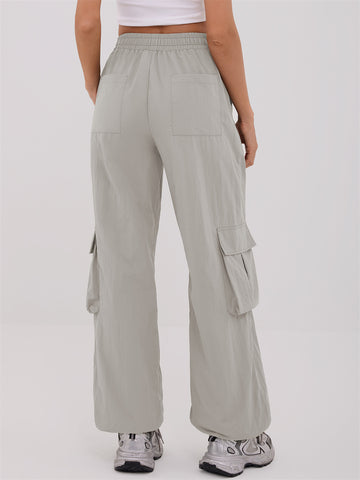 ZAFUL Women's Cargo Pants with Pockets Casual Elastic High Waisted Trousers