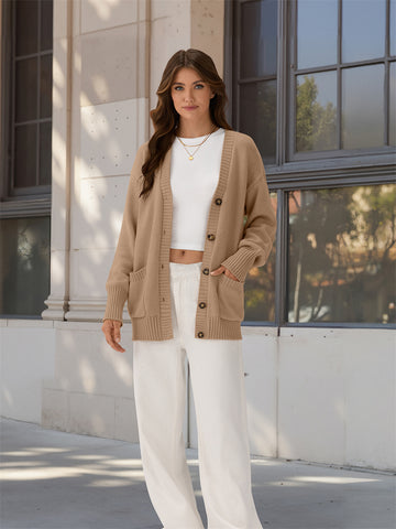 ZAFUL Women's Cardigan Trendy Button down Knit Sweaters Open Front Fall Casual Outerwear-AMZ