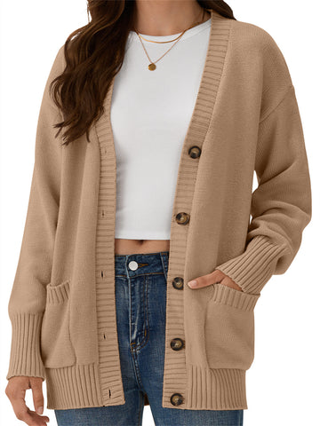 ZAFUL Women's Cardigan Trendy Button down Knit Sweaters Open Front Fall Casual Outerwear-AMZ