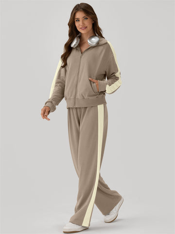 ZAFUL Womens 2 Piece Outfits Lounge Set Sweatsuit Long Sleeve Tracksuit for Travel Airport Casual outfits-AMZ