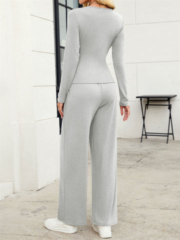ZAFUL Women's 2 Piece Fall Outfits Set - Long Sleeve Top & Wide Leg Tracksuits