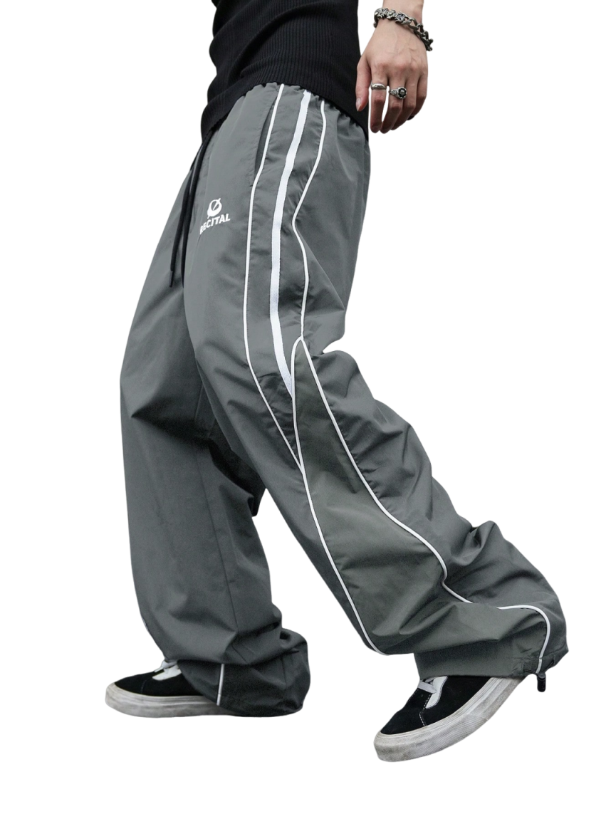 ZAFUL Mens Baggy Pants Y2K Contrast Piping Drawstring Sweatpants Fashion Unisex Oversized Cargo Pants for Men with Pockets