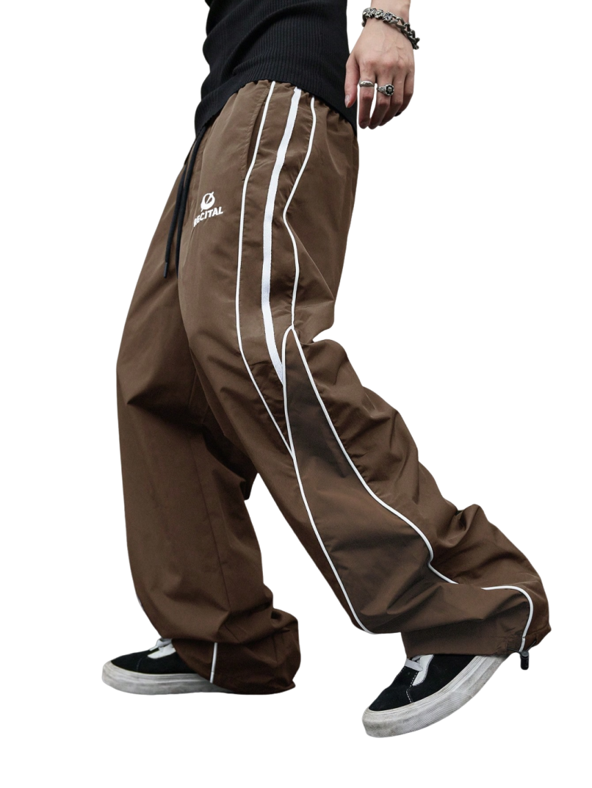 ZAFUL Mens Baggy Pants Y2K Contrast Piping Drawstring Sweatpants Fashion Unisex Oversized Cargo Pants for Men with Pockets