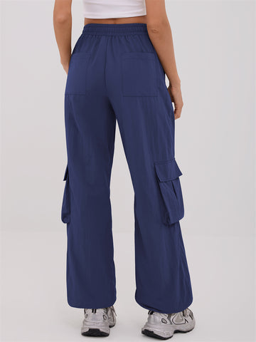 ZAFUL Women's Cargo Pants with Pockets Casual Elastic High Waisted Trousers