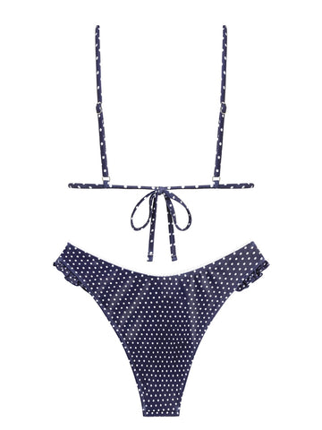 Bowknot Decor Halter Tied Triangle Bikini Set