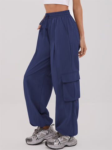 ZAFUL Women's Cargo Pants with Pockets Casual Elastic High Waisted Trousers