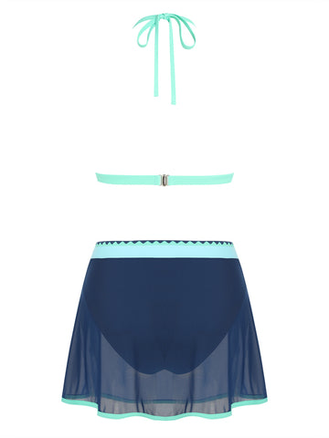 ZAFUL Women's Color Block Skirt Bikini Set