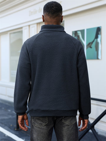 ZAFUL Men's Fluffy Polar Fleece Sweatshirt Half Zip Unisex Hoodie