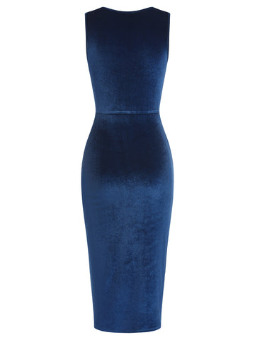 ZAFUL Women's Sleeveless Bodycon Velvet Dress Party Dress